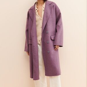 Free People Adore You Wool Blend Maxi Coat in Plum